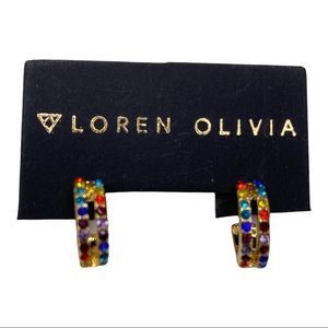 Loren Olivia multicoloured rhinestone gold earring